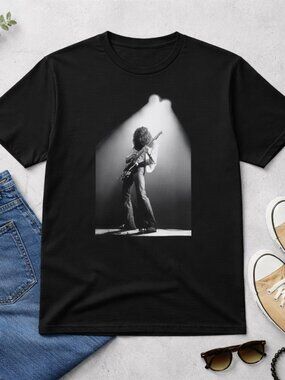 🎸 Legendary Guitarist Spotlight Retro B&W Graphic Tee | Rock Music Fan Gift Shi
